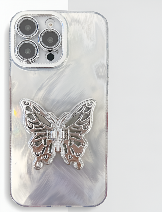 Y2K SILVER BUTTERFLY PHONE CASE